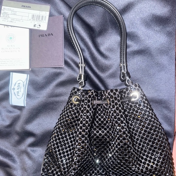 BNWT Prada Mini Crystal Bucket Bag - BLACK - Picture 14 of 14